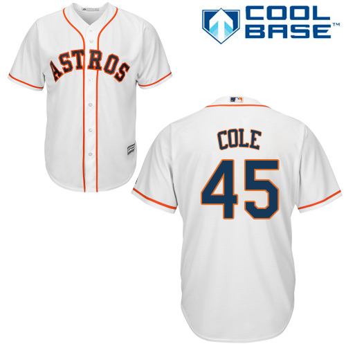 Astros #45 Gerrit Cole White Cool Base Stitched Youth MLB Jersey